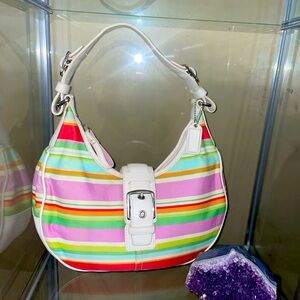 "Vintage Coach Multicolor Stripe Hobo Bag Great condition No A0769-F10702-